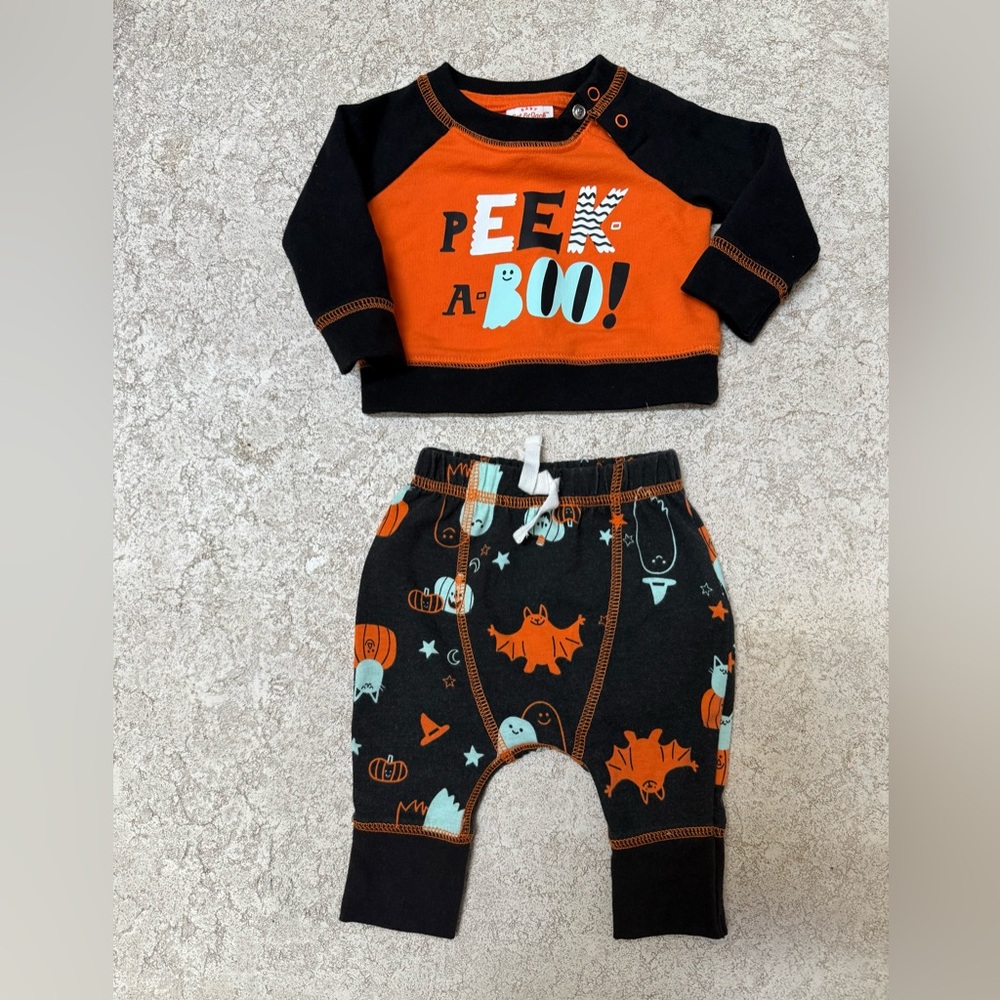 Cat & Jack Orange and Black Baby Outfit